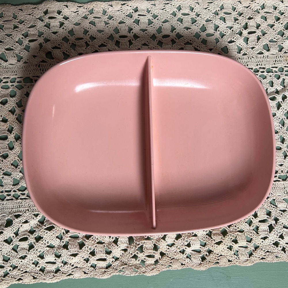 Vintage Texasware pink divided dish MCM